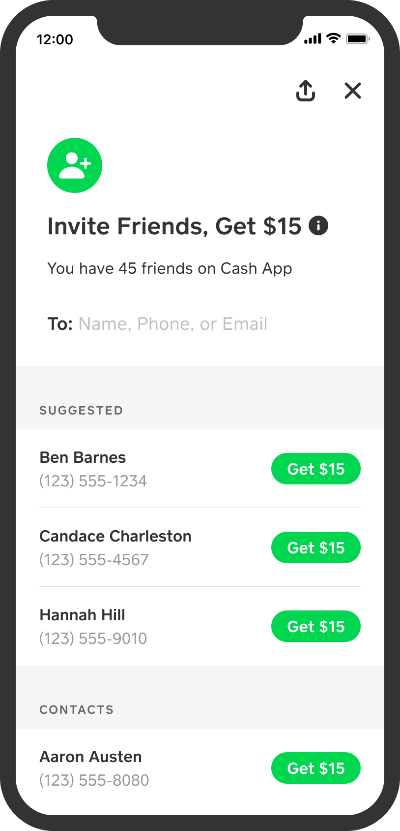 invite friends screen